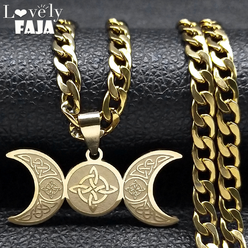 Men Accessories Aesthetic - Wicca Triple Moon Crescent Goddess Witch