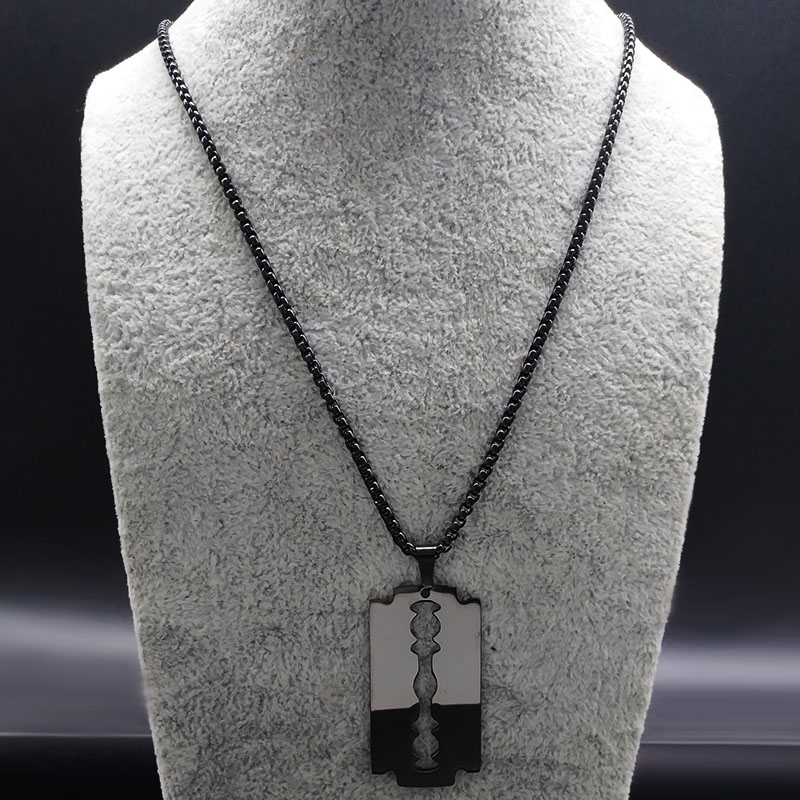 Gothic Blade Razor Pendant Nec - Men Accessories Aesthetic ulasan dan harga