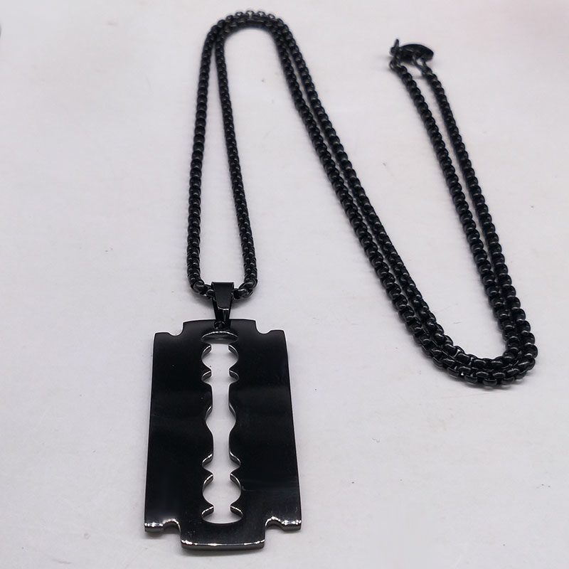 Gothic Blade Razor Pendant Nec - Men Accessories Aesthetic ulasan dan harga