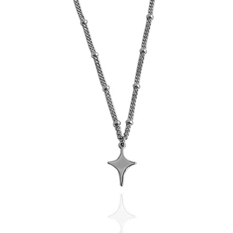 Kpop Goth Silver Color Star Pe - Men Accessories Aesthetic ulasan dan harga