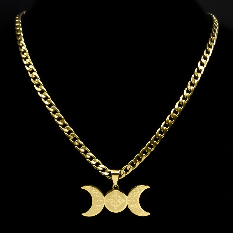 Wicca Triple Moon Crescent God - Men Accessories Aesthetic ulasan dan harga